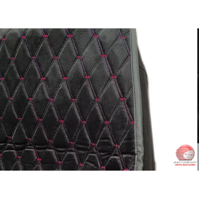 Кликните для увеличения изображения Накидки сидений для а/м Газель Бизнес, Next 3-х мест. (черный) велюр стеганый, красный ромб «серия Люкс» к-т 2 шт.