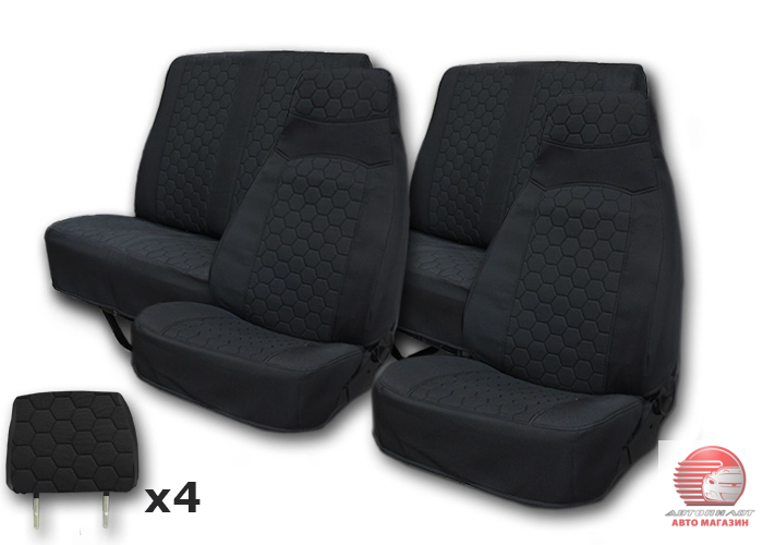 Перейти на страницу товара Чехлы сидений для а/м Газель Фермер 6-ти мест. (черный) жаккард стеганый