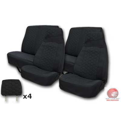 Кликните для увеличения изображения Чехлы сидений для а/м Газель Фермер 6-ти мест. (черный) жаккард стеганый