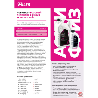 Антифриз готовый G12 evo (розовый, лобридная технология PSi-OAT ) 1 кг. AFER001