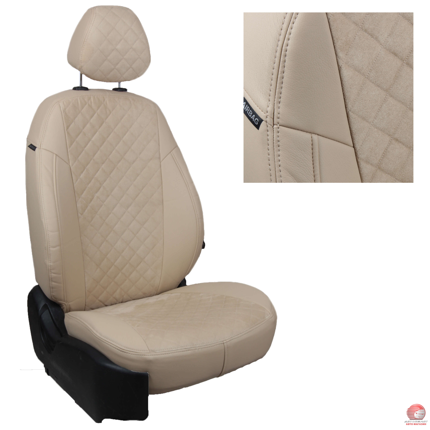 Чехлы для Solaris HS (40/60) с 22 г.в. бежевый, экокожа/алькантара ромб