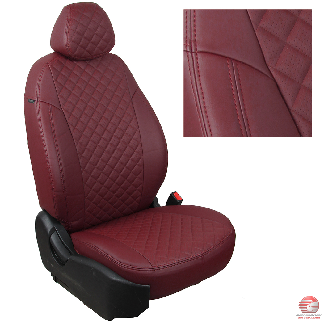 Чехлы для Geely Atlas I c 16-22 г.в. бордовый, экокожа