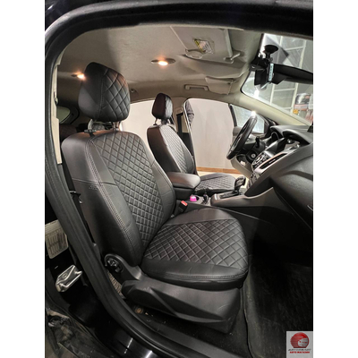 Чехлы для Ford Focus III Ambiente/Trend Sd/Hb/Wag с 11 г.в. черный, экокожа/алькантара ромб.