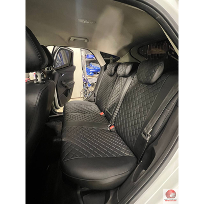 Чехлы для Ford Focus III Ambiente/Trend Sd/Hb/Wag с 11 г.в. черный, экокожа/алькантара ромб.