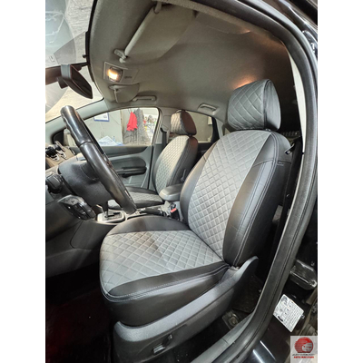 Чехлы для Ford Focus II Ghia/Titanium Sd/Hb/Wag с 05-11 г.в. черный/серый, экокожа/алькантара ромб