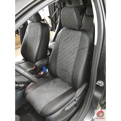 Чехлы для Ford EcoSport рестайлинг с 17 г.в., темно-коричневый, экокожа ромб