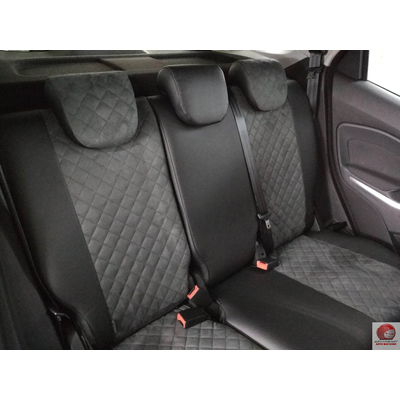 Чехлы для Ford EcoSport рестайлинг с 17 г.в., темно-коричневый, экокожа ромб